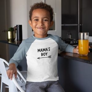 Youth & Toddler Mama's Boy Three Quarter Baseball T-Shirt